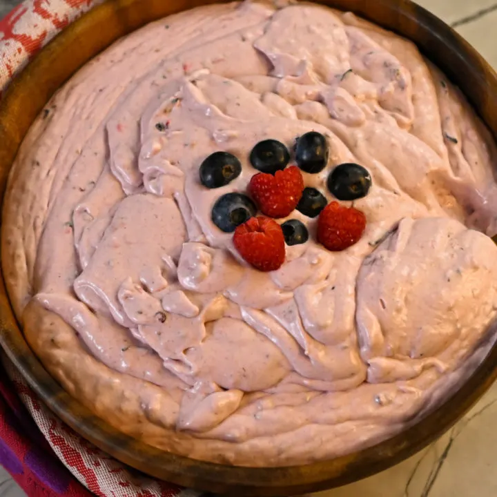 keto mixed berry cheesecake fluff recipe card image