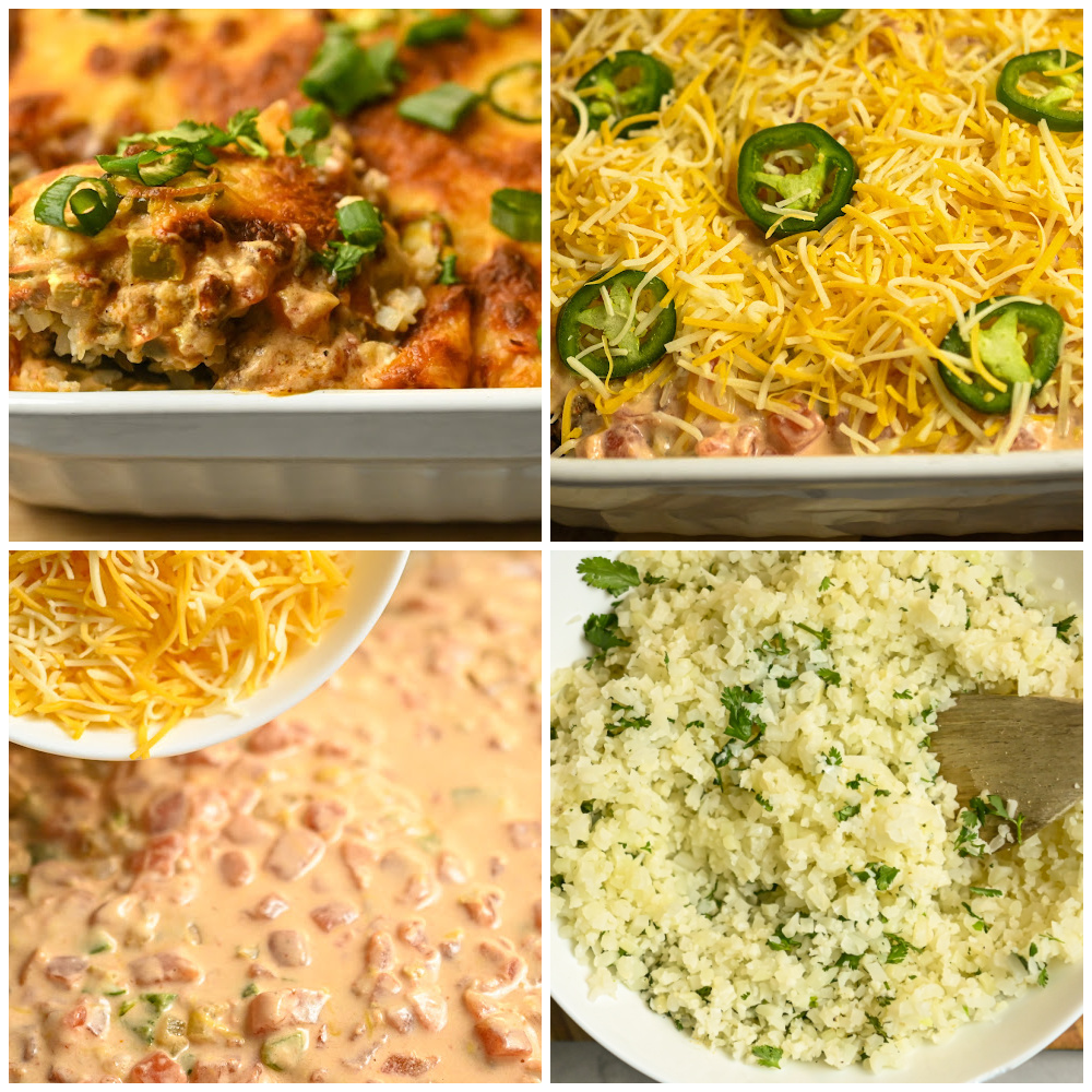 Keto Chicken Enchilada Cauliflower Rice Casserole process pictures