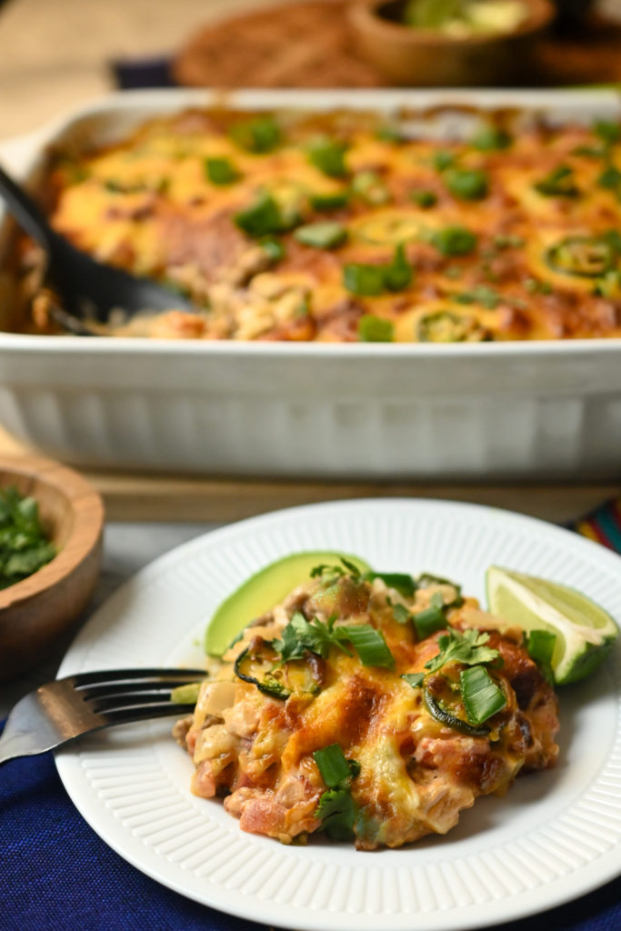 best low-carb chicken enchilada cauliflower rice casserole