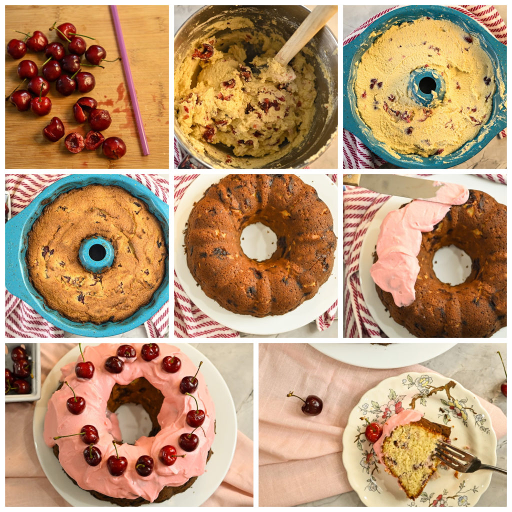 keto cherry bundt cake process pictures