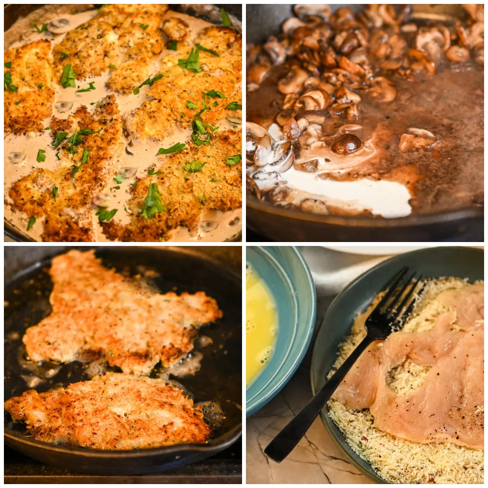 keto mushroom chicken process pictures