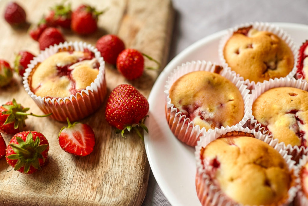 keto strawberry almond flour muffins