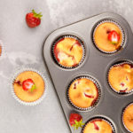 keto strawberry muffins baked in a muffin tin