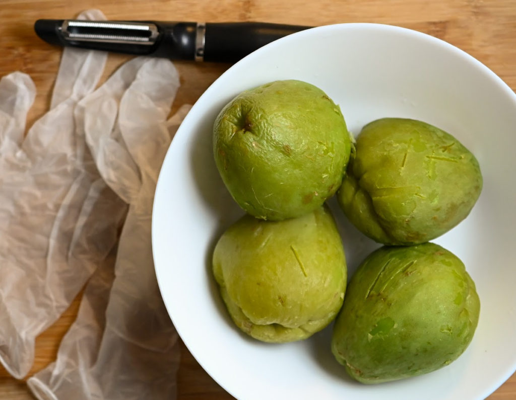 chayote squash cooked and peeled