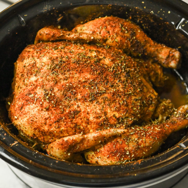 keto crockpot cajun chicken recipe card image