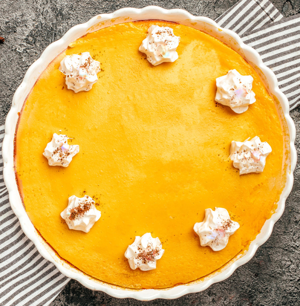 keto pumpkin cream pie recipe card image