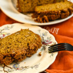 keto pumpkin streusel bread sliced and served