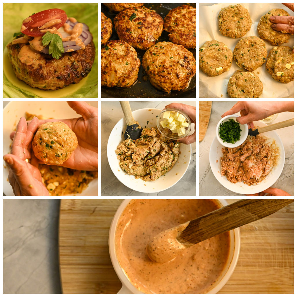 keto turkey burgers process pictures