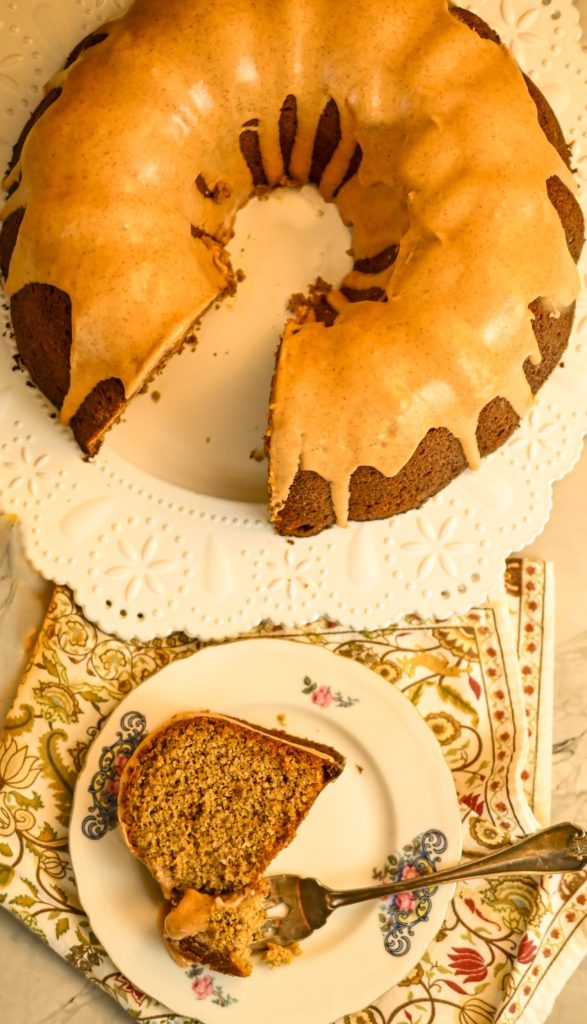 Keto Pumpkin Sour Cream Cake Sliced and Served