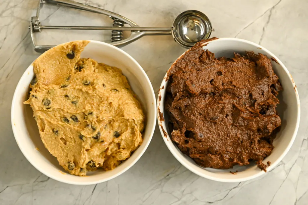 keto chocolate peanut butter swirl cookie doughs