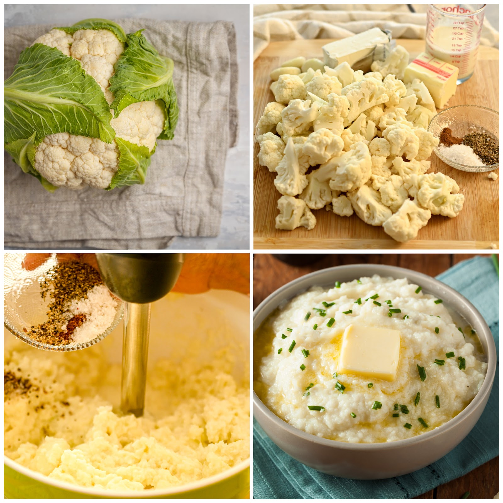 keto cauliflower process pictures collage