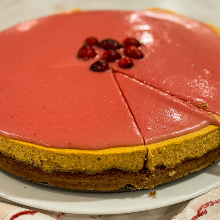 keto cranberry curd pumpkin cheesecake