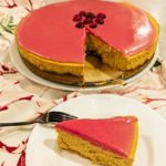 keto cranberry curd pumpkin cheesecake sliced and served