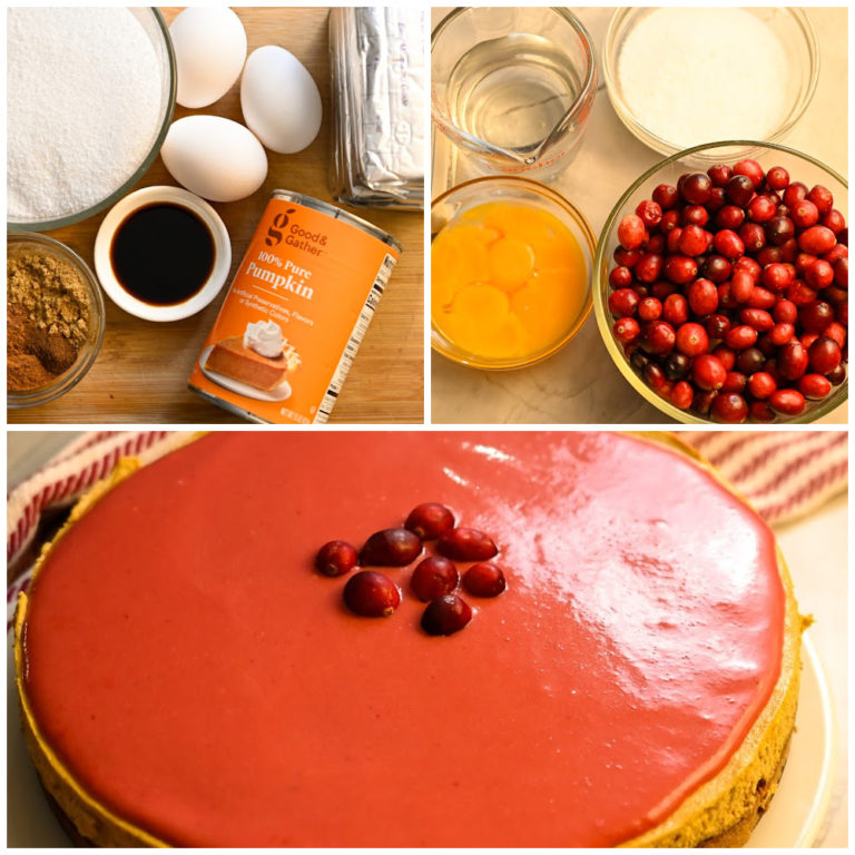Keto Cranberry Curd Pumpkin Cheesecake