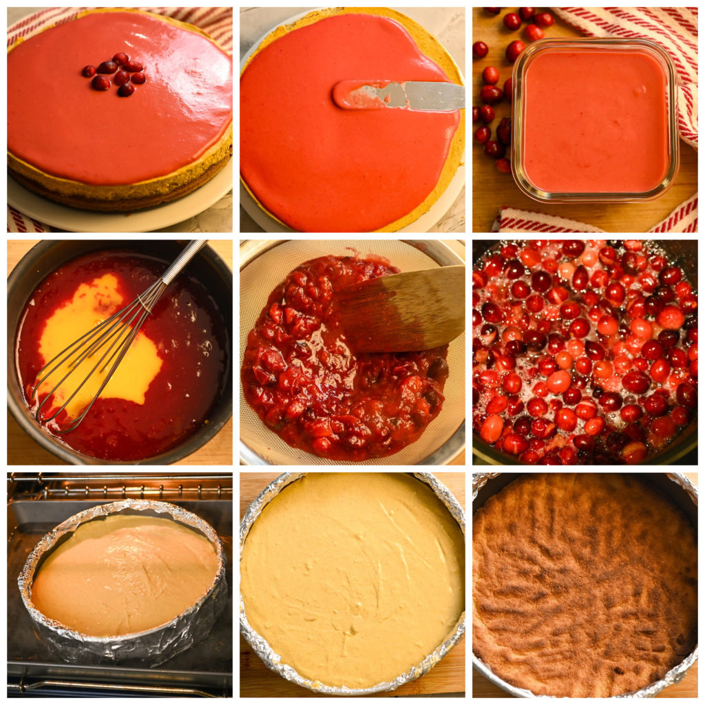 keto cranberry curd pumpkin cheesecake process pictures