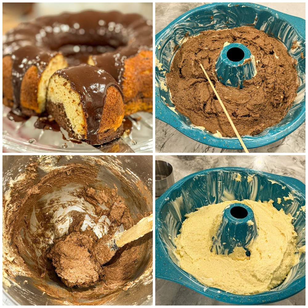 low-carb chocolate marble bundt cake process pictures