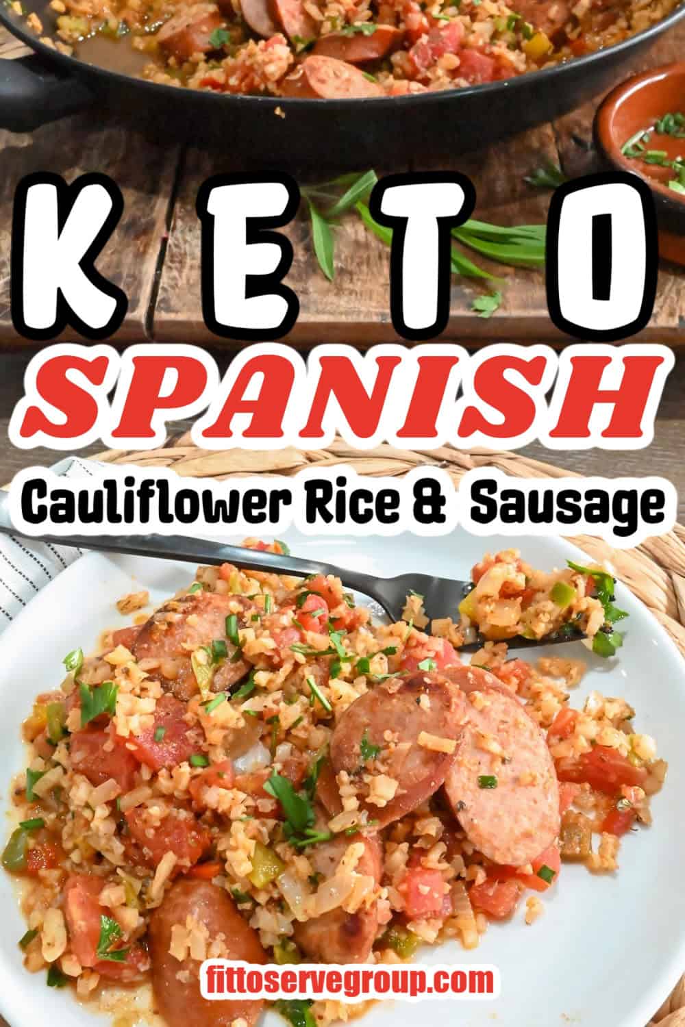 Keto Spanish Cauliflower Rice And Sausage, one skillet meal