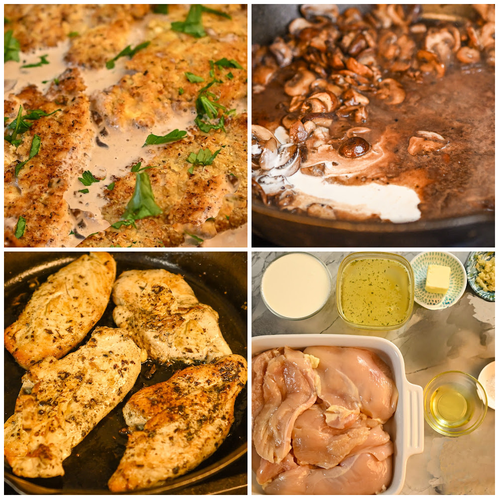 keto mushroom chicken process pictures