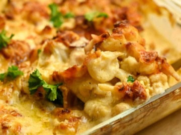 keto roasted cauliflower mac and cheese featured image