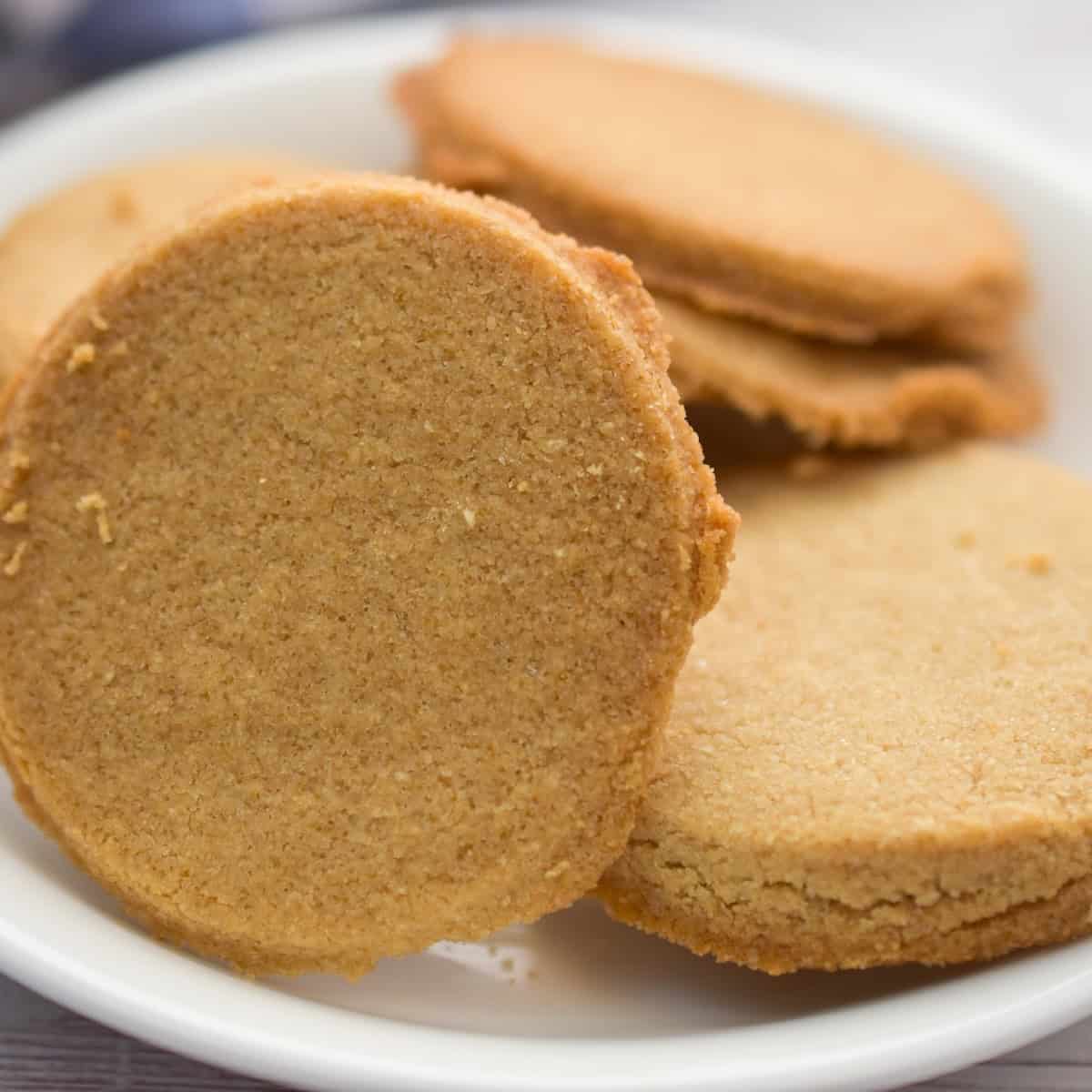 keto coconut flour shortbread cookies on a white plate 1200
