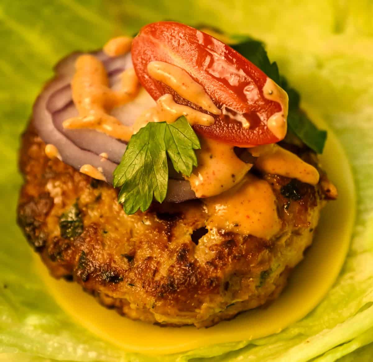 Keto Pork Burgers, Lettuce Wrapped