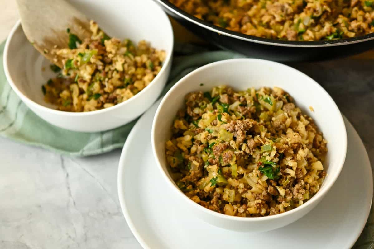 Served Low-Carb Korean Beef & Cauliflower Rice Bowls