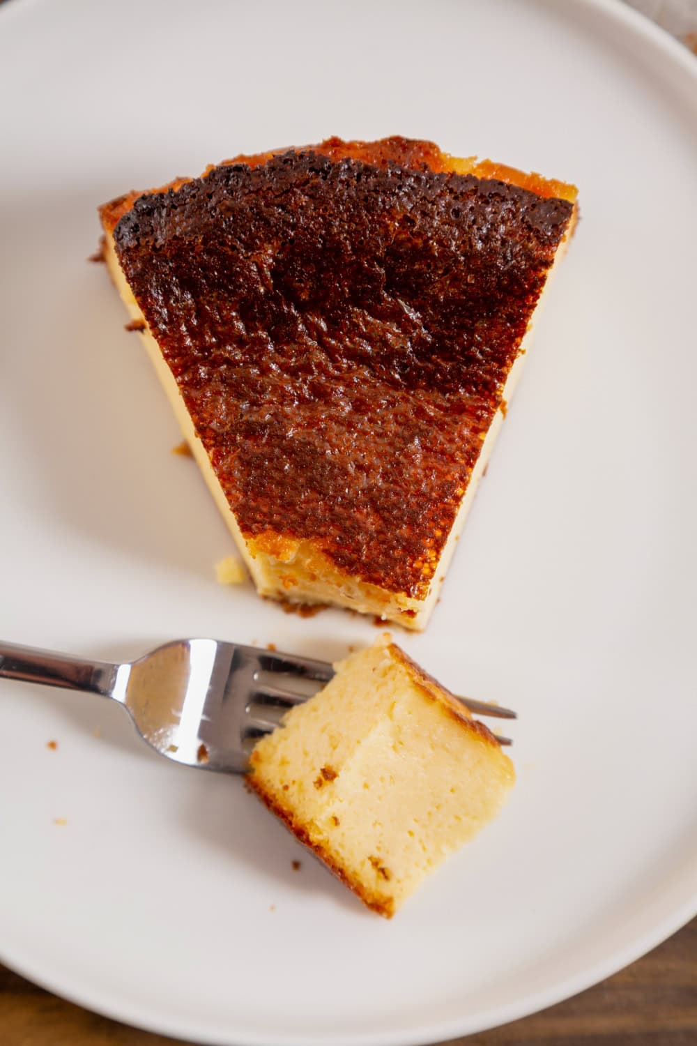 Sliced Low-Carb Basque Cheesecake