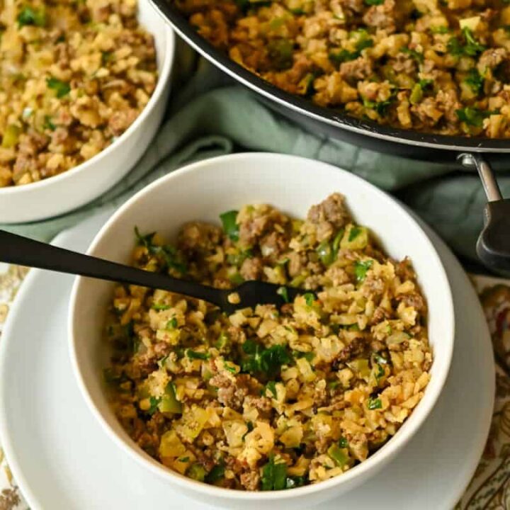 keto beef Korean bowls with cauliflower rice