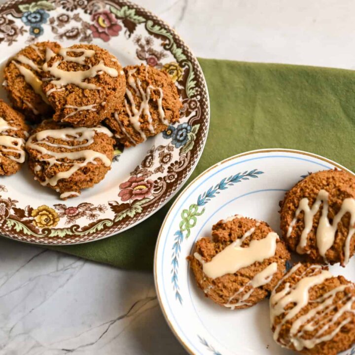 keto iced gingerbread cookies recipe card image