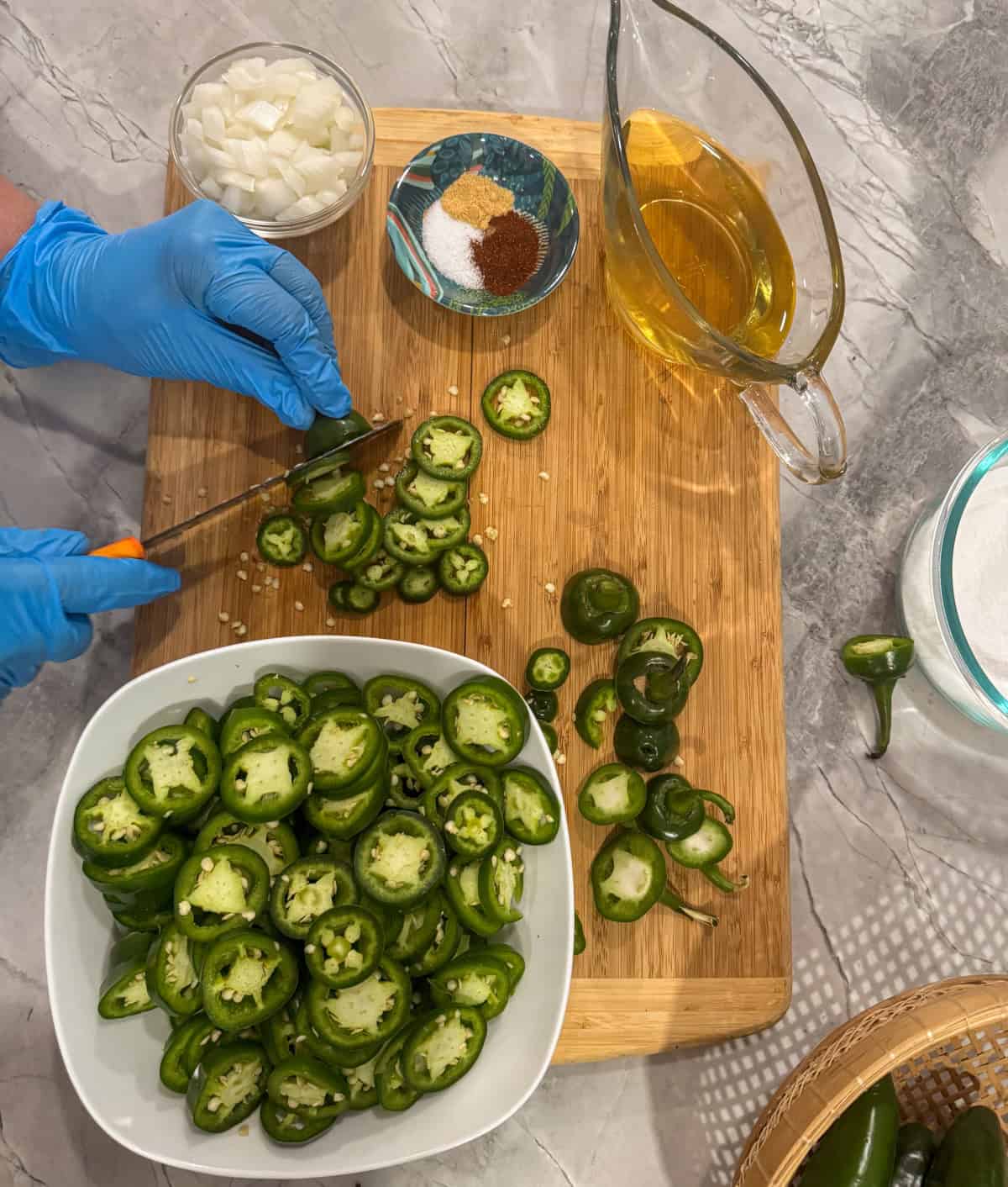 Prepping for keto-friendly candied jalapeños