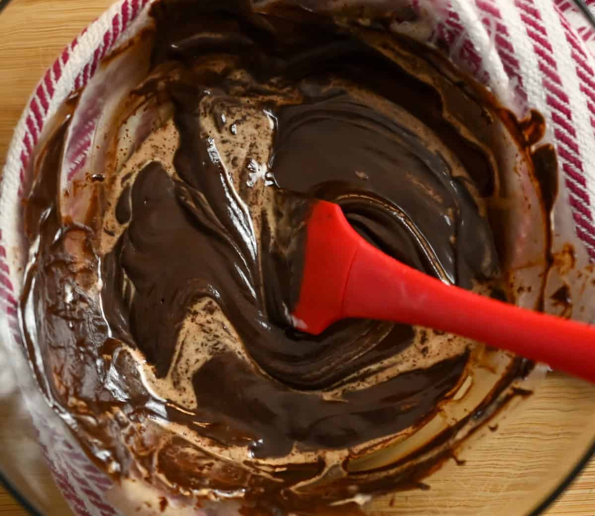 keto chocolate ganache being made