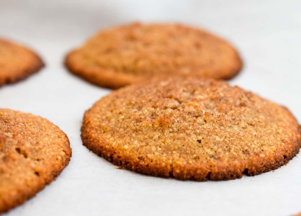keto gingerdoodle cookies on piece of parchment paper