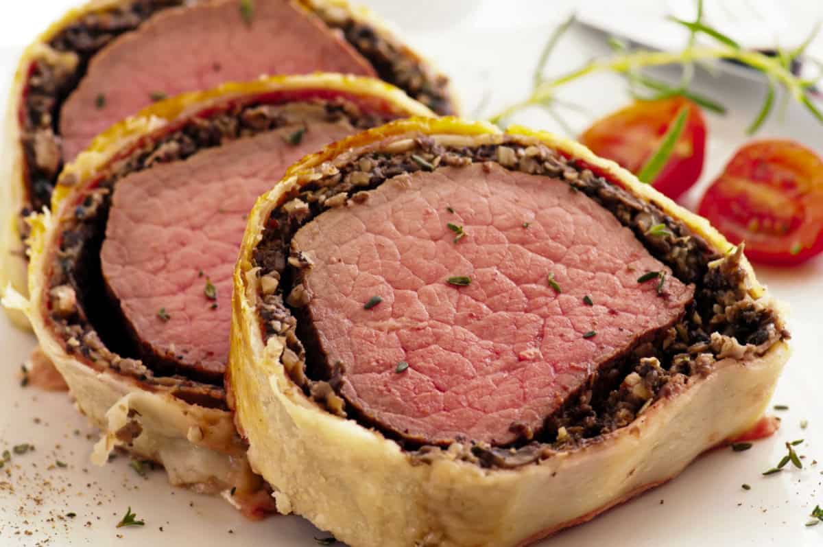 Sliced low-carb beef Wellington