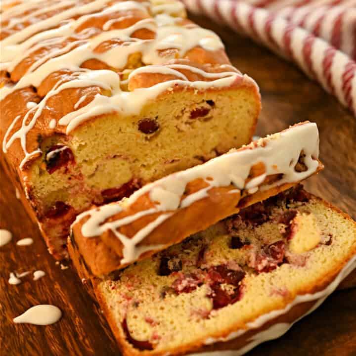 keto white chocolate cranberry bread sliced