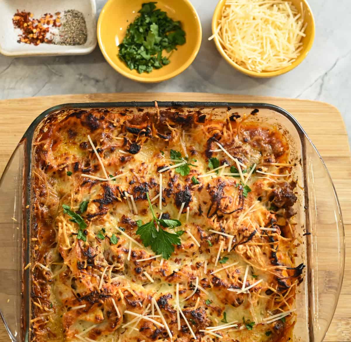 baked keto fettuccine bolognese