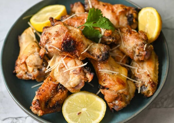 keto baked lemon pepper chicken wings recipe card image