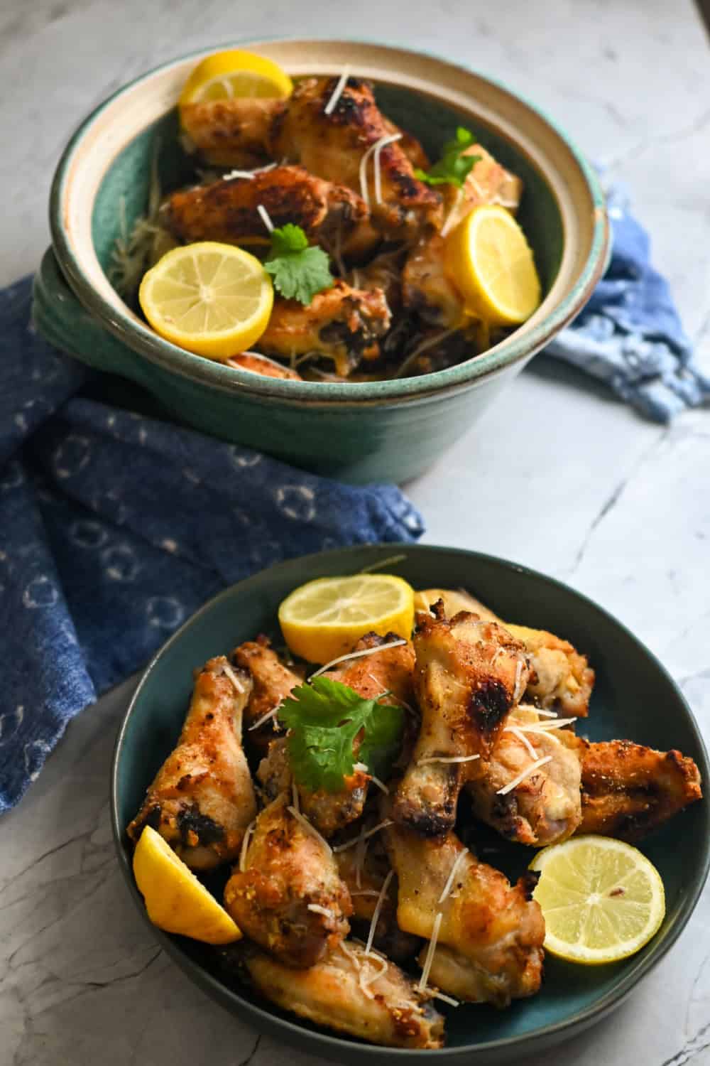 keto baked lemon pepper wings served
