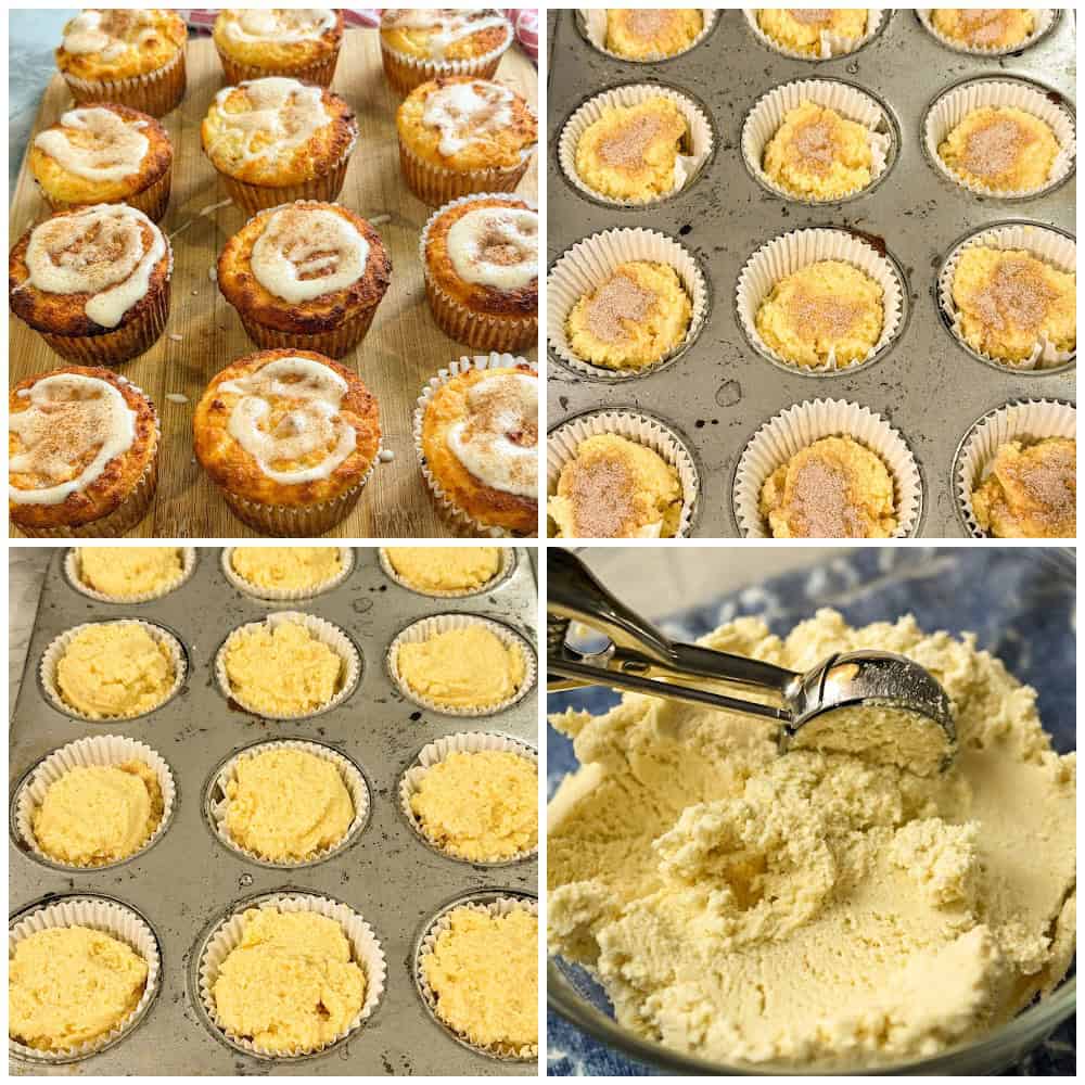 Keto coconut flour cinnamon roll muffins process pictures