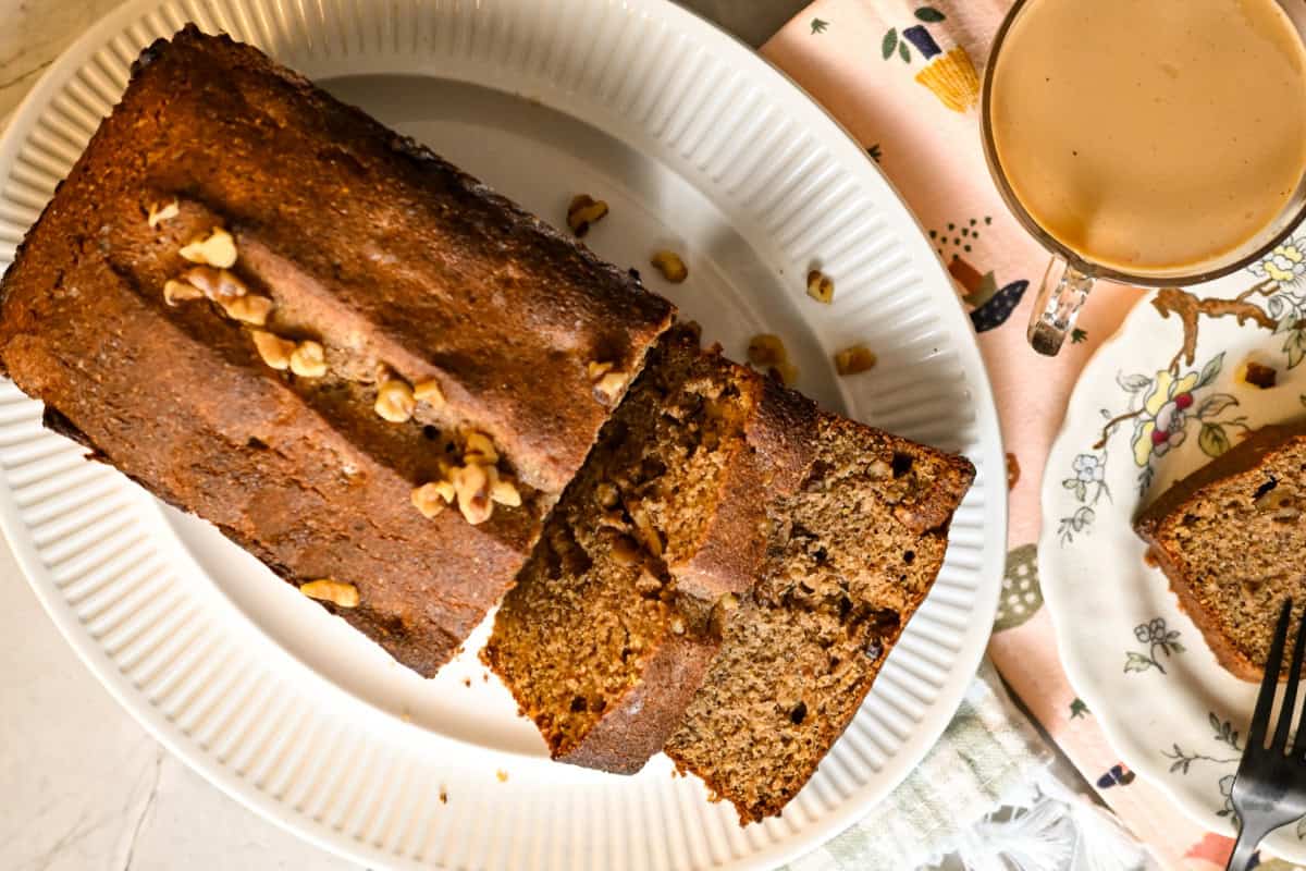 Keto High Fiber Carrot Bread Served With Coffee