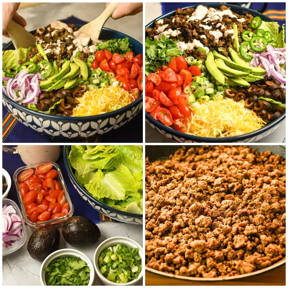 low-carb ground turkey taco salad process pictures