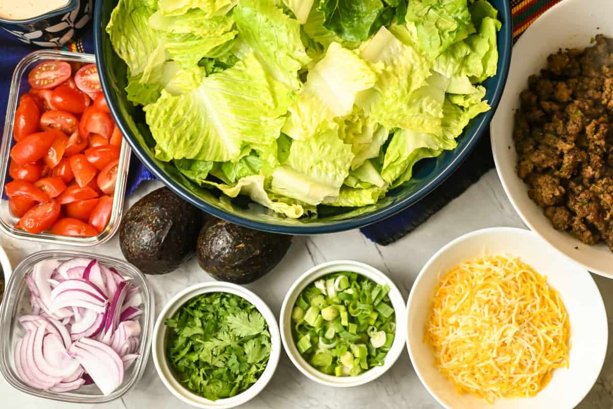 Ingredients needed for keto ground turkey salad