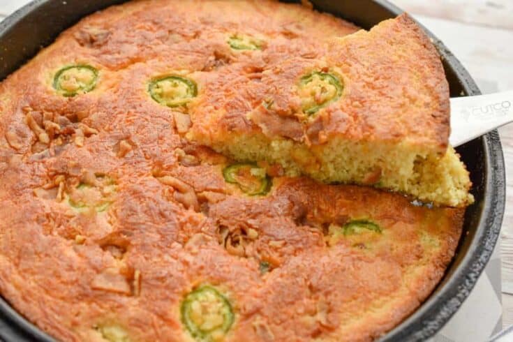 keto jalapeño cheddar bacon cornbread ready to serve
