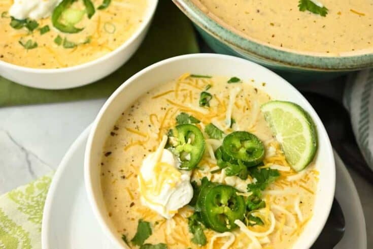 keto white chicken chili served