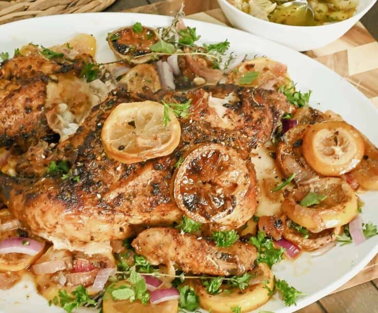 whole keto Mediterranean chicken served