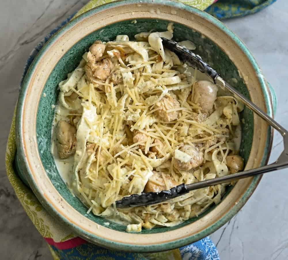 Carnivore Chicken Fettuccine Alfredo Being Tossed