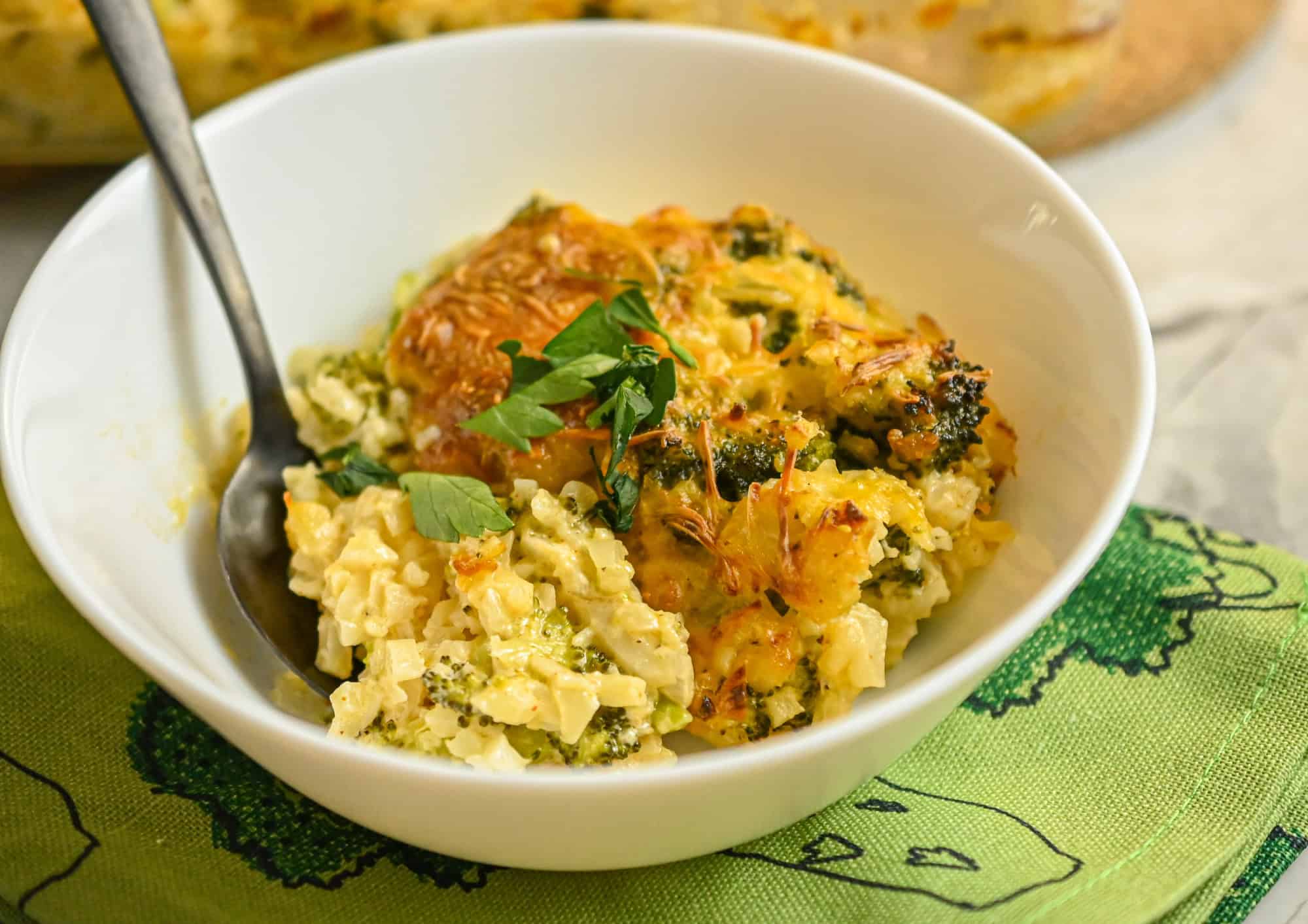 Keto Broccoli Cauliflower Rice Casserole