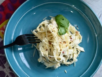 keto chicken fettuccine Alfredo recipe card image