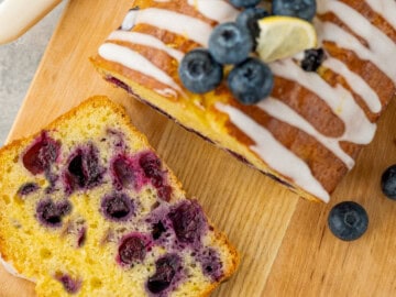 keto Lemon Blueberry Bread with Lemon Glaze
