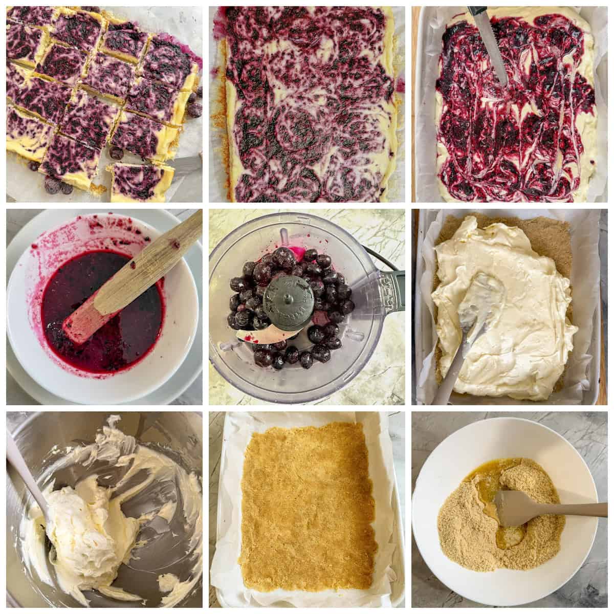 Keto Blueberry Cheesecake Bars Process Pictures