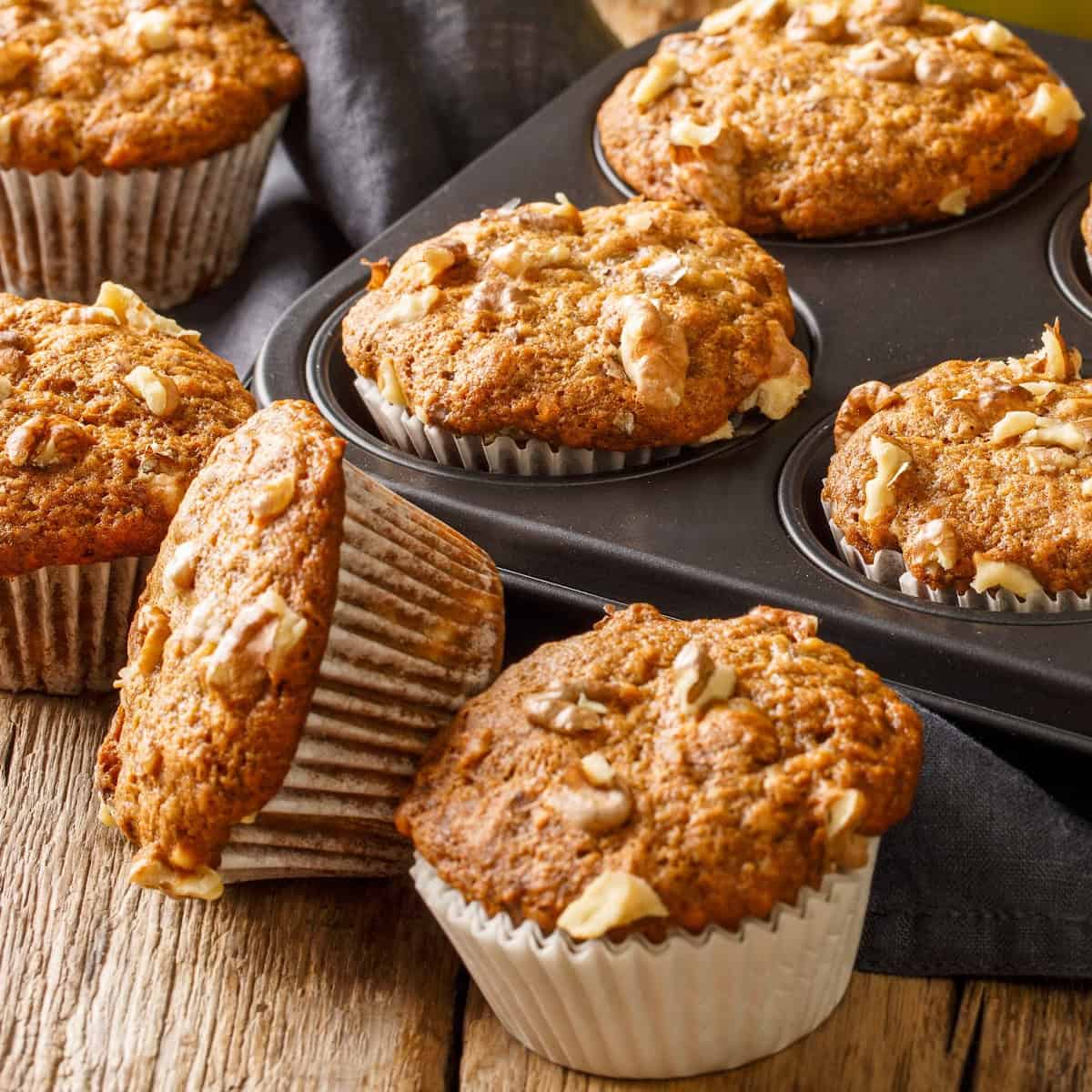 keto banana nut muffins baked and ready to serve